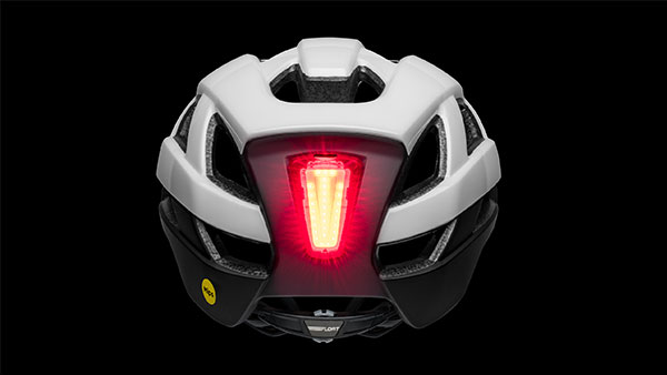 Back view of the Falcon XR LED with Blackburn Grid COB rear light shining